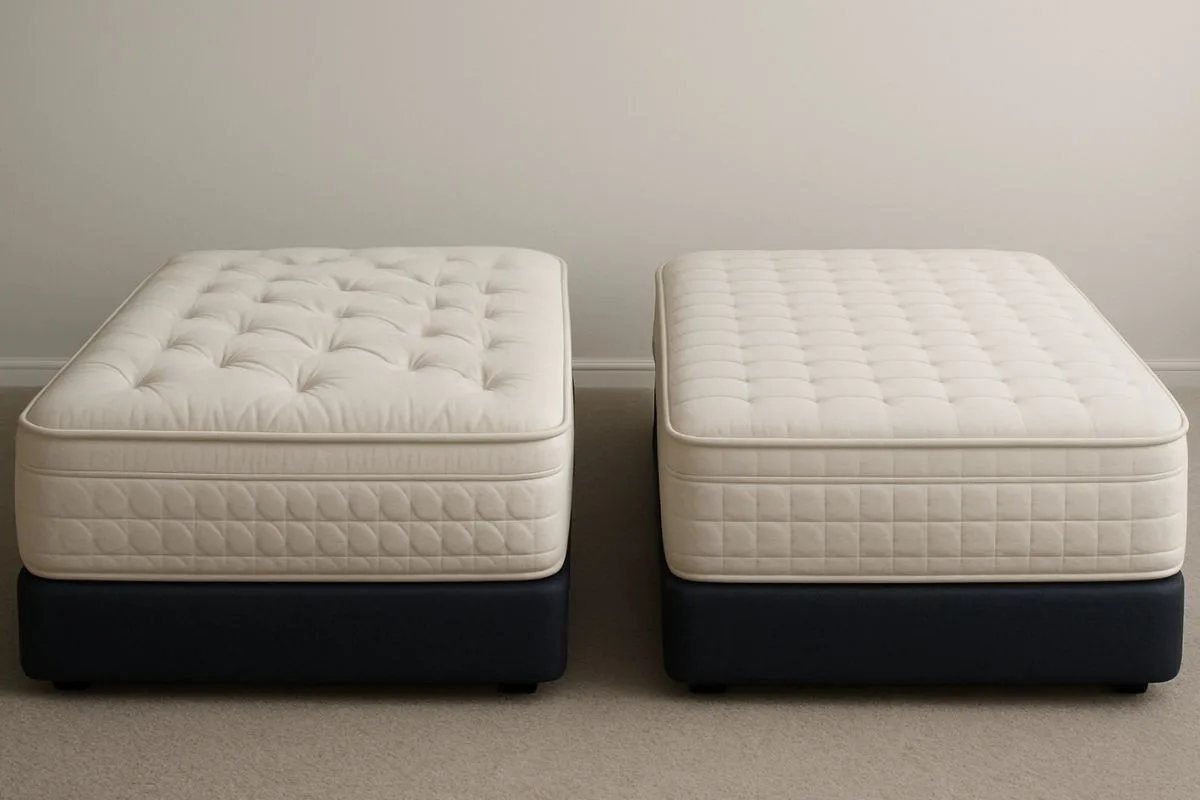 Comparison of plush and firm mattresses highlighting differences in comfort, support, and sleep feel