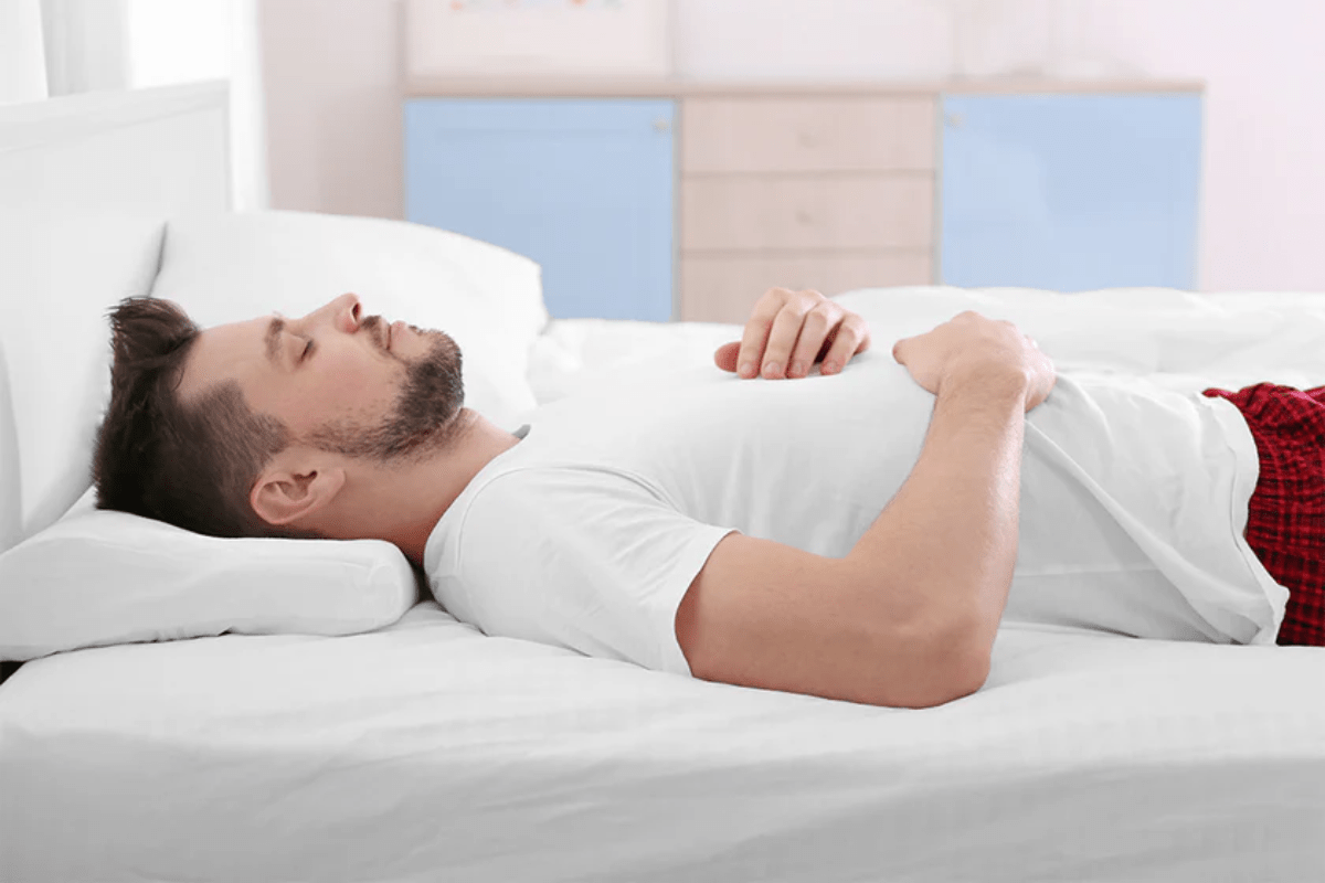 Man Sleeping on His Back plush vs medium mattress