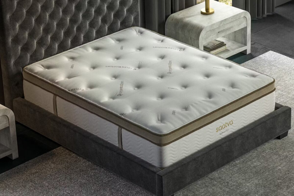 Overhead view of the Saatva HD Mattress.