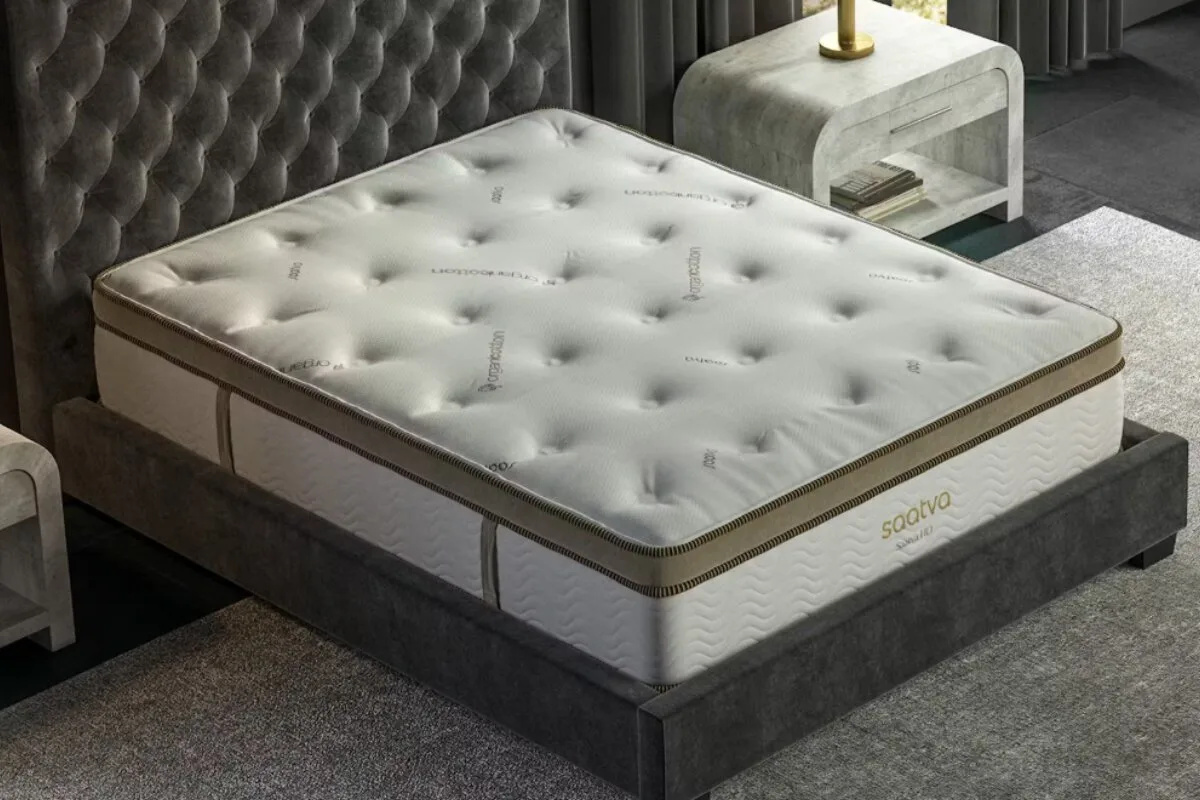 Overhead view of the Saatva HD Mattress.