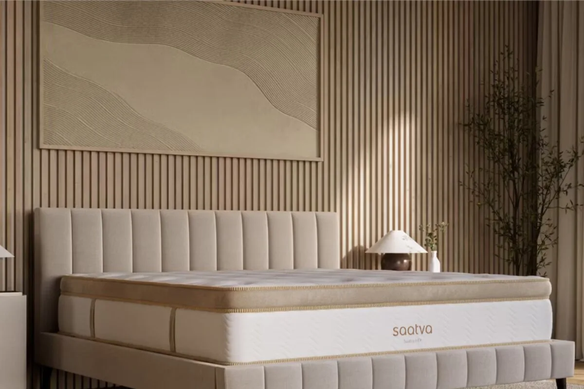 The Saatva HD Mattress in a bedroom.