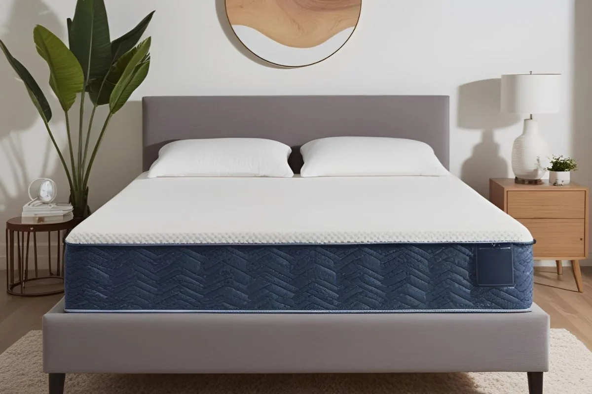Hybrid mattress in a modern bedroom illustrating pressure relief, stability, and full-body support advantages