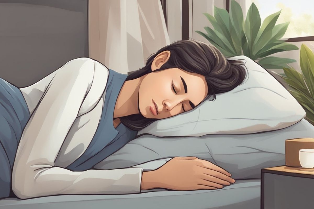Woman sleeping on her side with proper pillow support demonstrating healthy left or right side sleeping posture