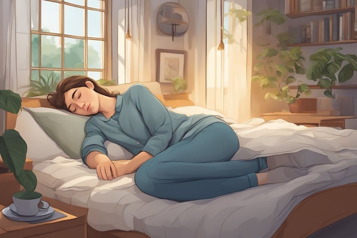 Sleeper resting on their side in a calm bedroom illustrating the comfort and benefits of side sleeping positions