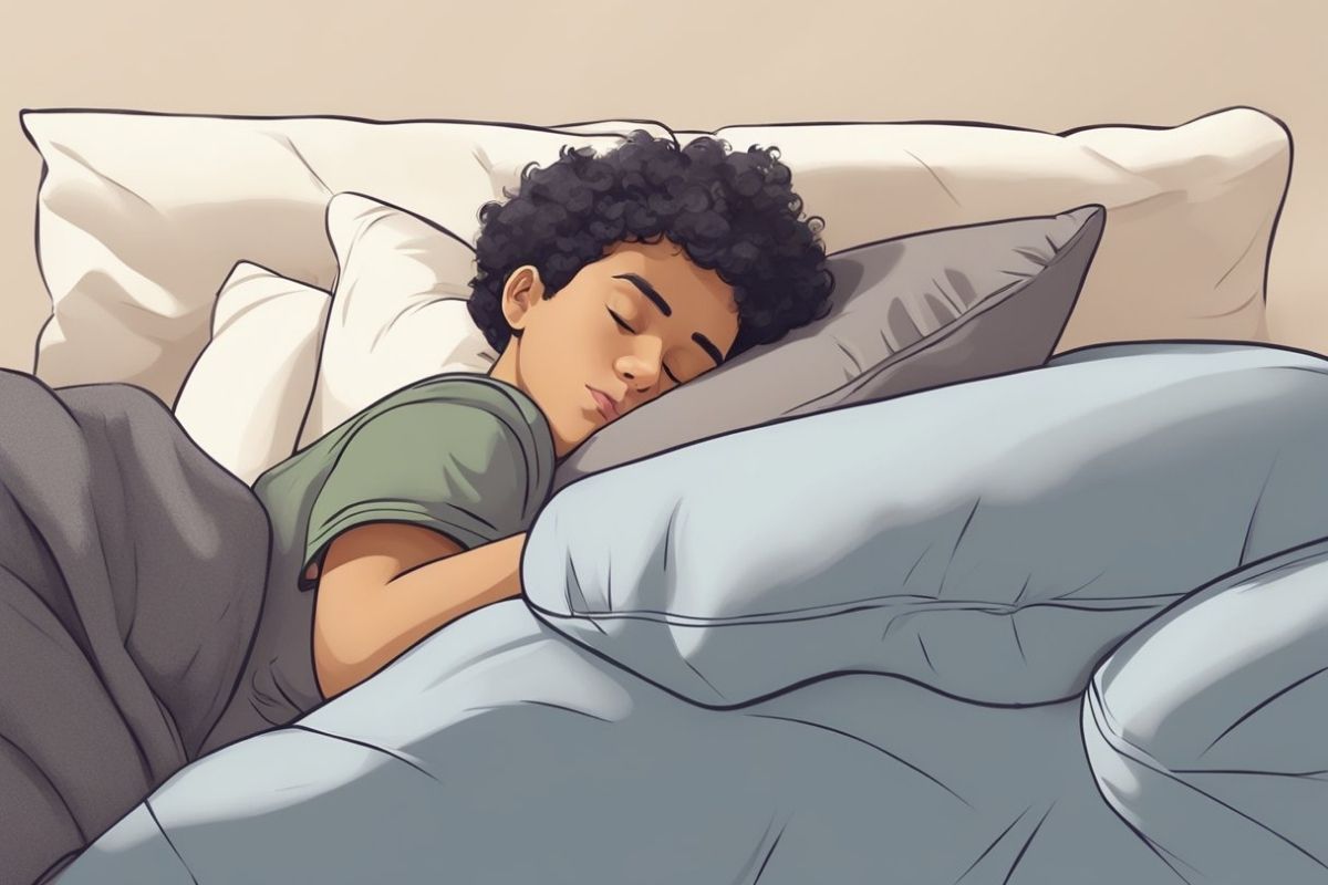 Person sleeping comfortably on their side showing a common side sleeping position for better spinal alignment and pressure relief