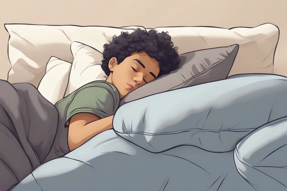 Person sleeping comfortably on their side showing a common side sleeping position for better spinal alignment and pressure relief