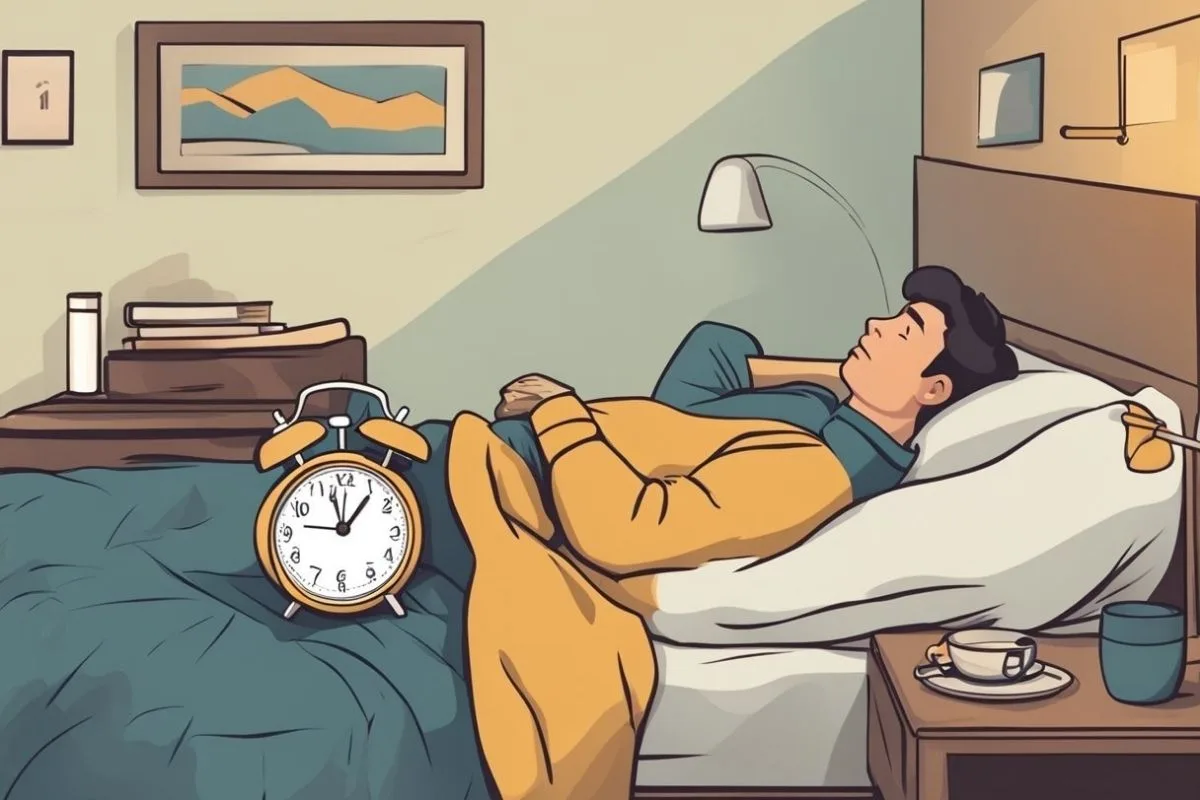 Can’t Sleep? Tips and Remedies to Get Some Sleep Person lying awake in bed next to an alarm clock showing the frustration of sleepless nights