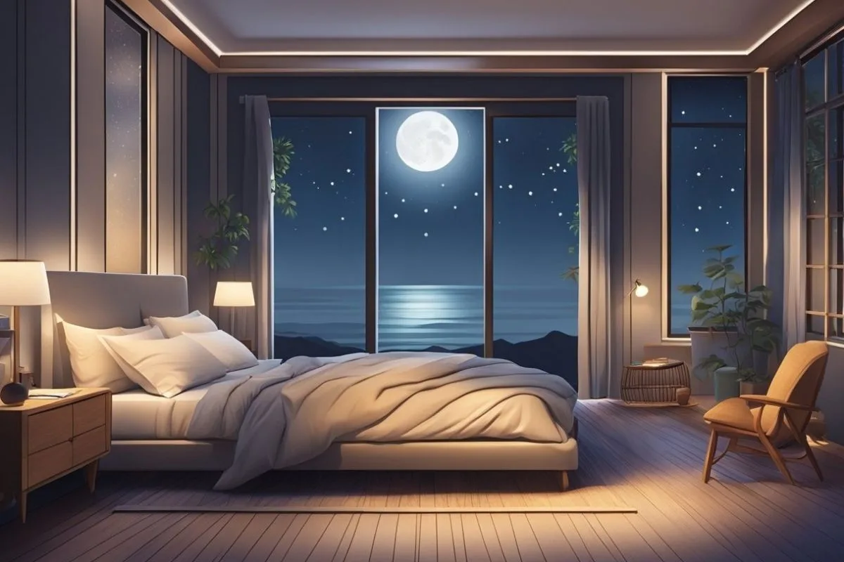 Can’t Sleep? Tips and Remedies to Get Some Sleep Peaceful bedroom with moonlight and calming decor designed to encourage deeper sleep