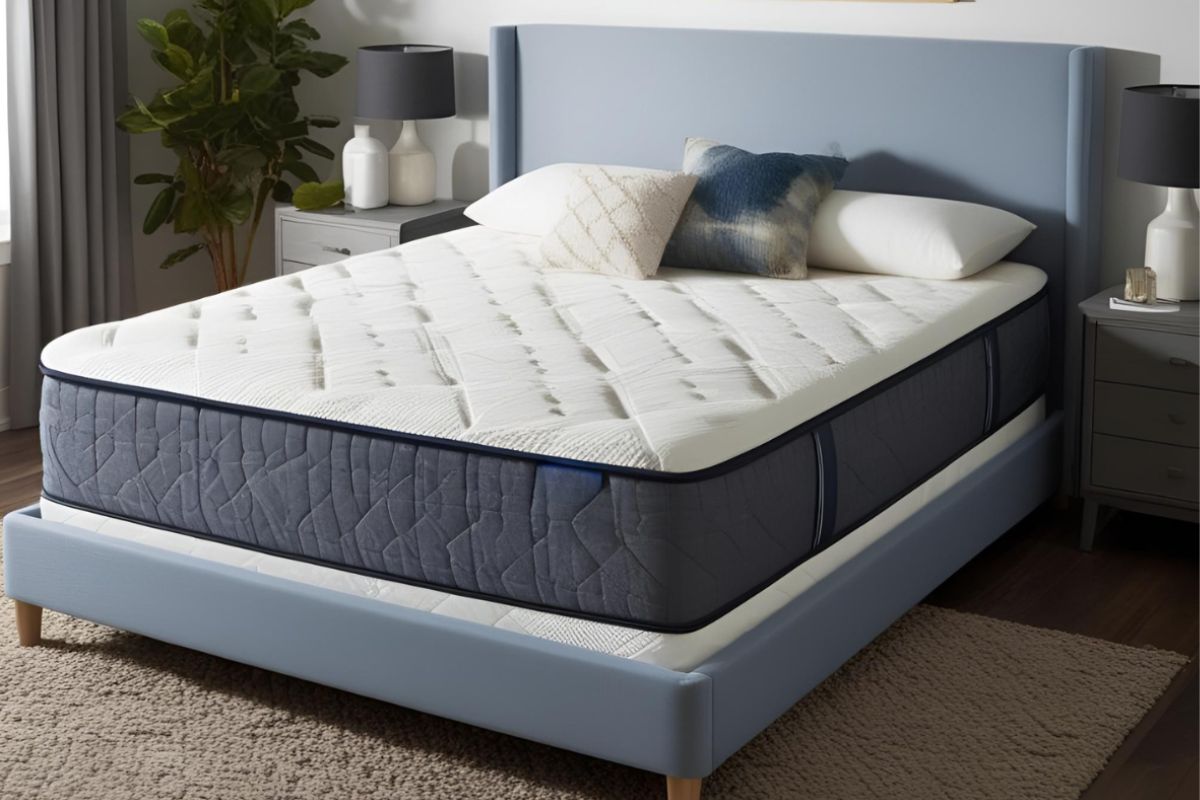 Hybrid mattress with visible comfort layers designed to gradually adjust during the mattress break-in process