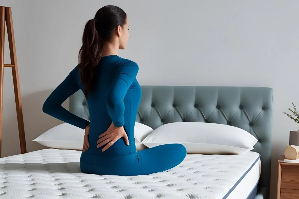 Person sitting on a memory foam mattress to highlight pressure relief and support features at different price points