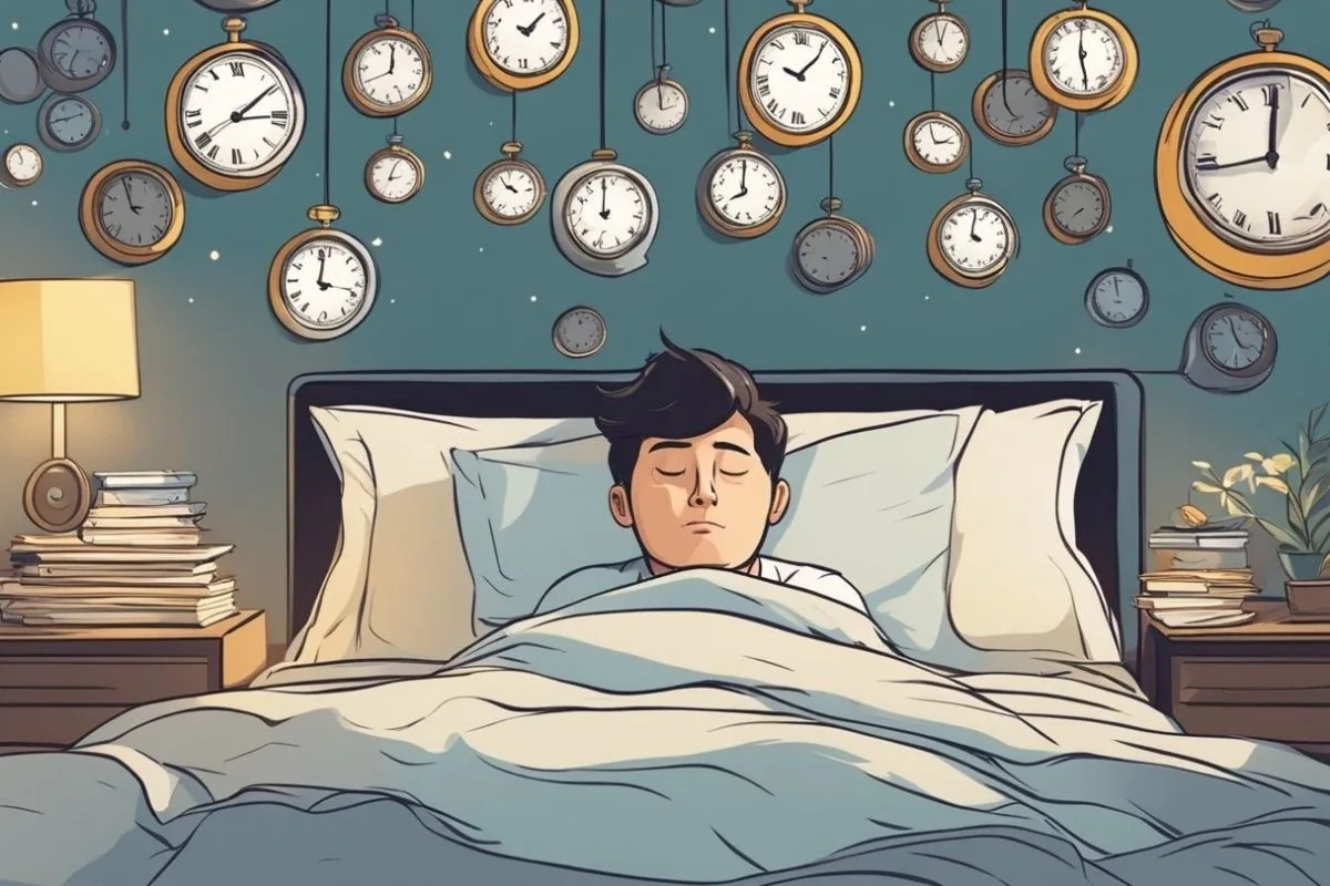 Sleep Deprivation: Causes, Effects, and Solutions for Better Sleep Person lying awake in bed surrounded by clocks showing how sleep deprivation affects sleep patterns and rest