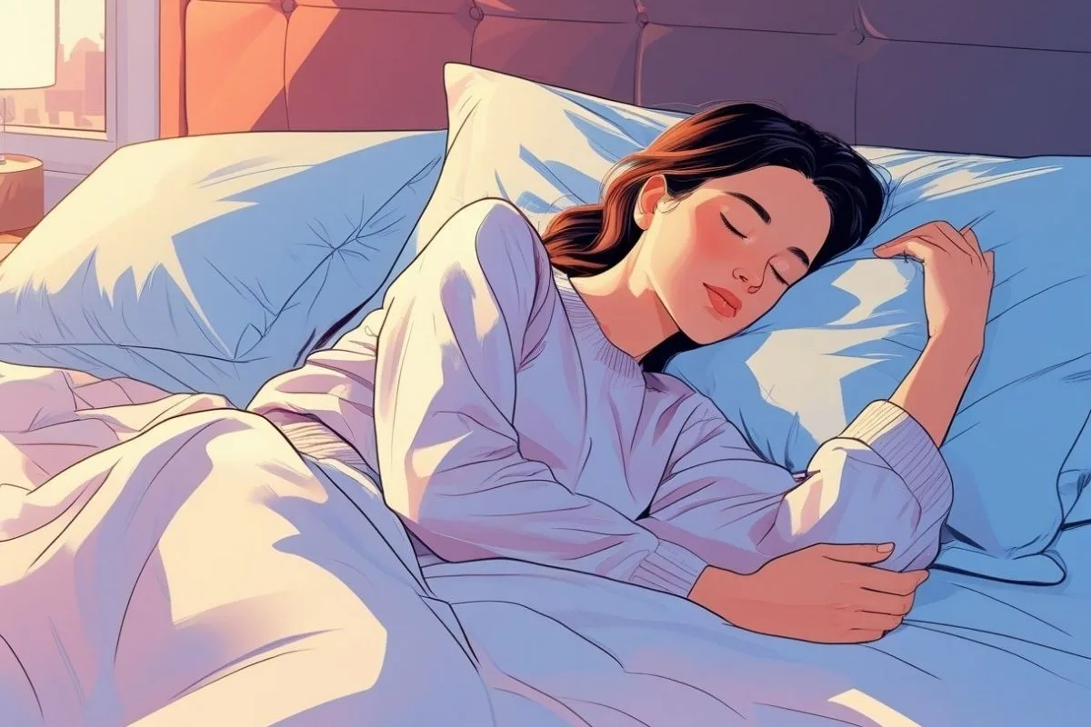 Side sleeper maintaining a neutral spine position to reduce pressure on the sciatic nerve during sleep