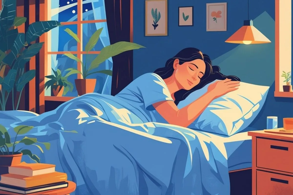Woman sleeping on her side with proper pillow support, a recommended sleeping position to help relieve sciatica pain