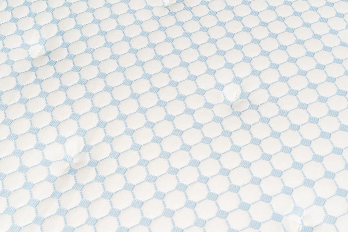 Quilted plush top of a memory foam mattress.