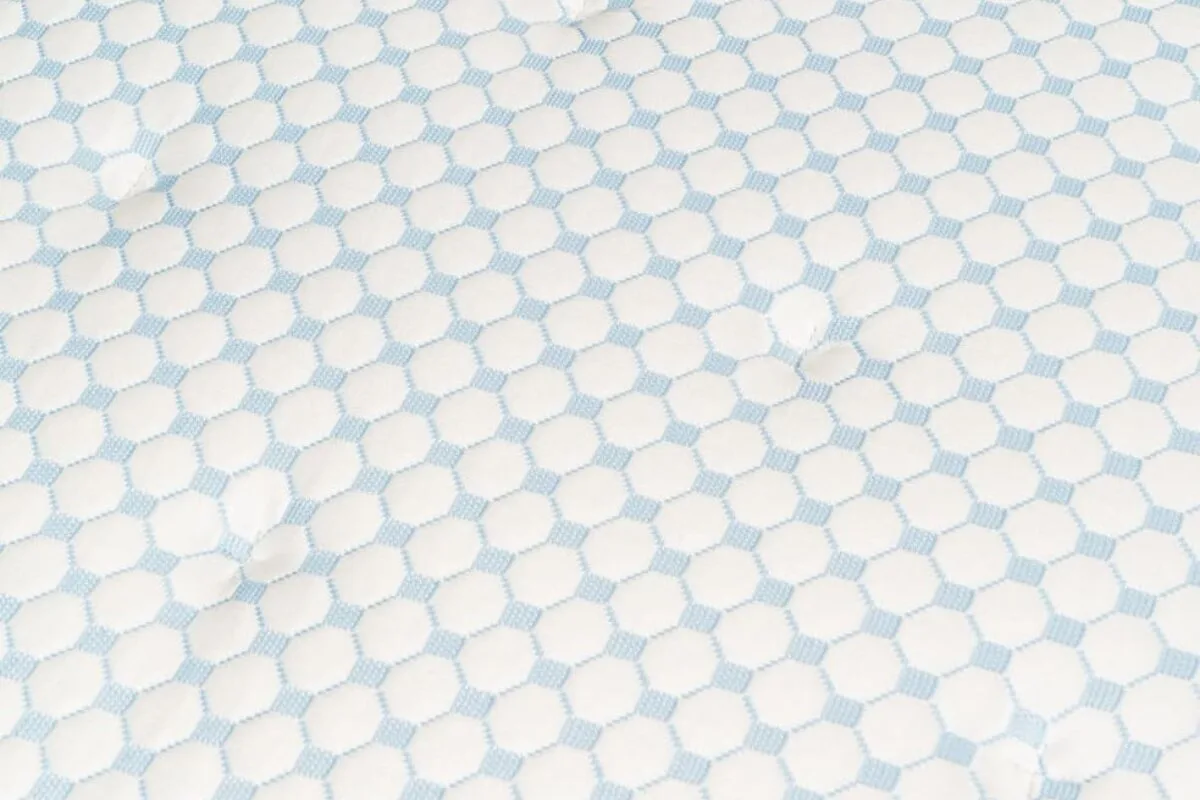 Quilted plush top of a memory foam mattress.