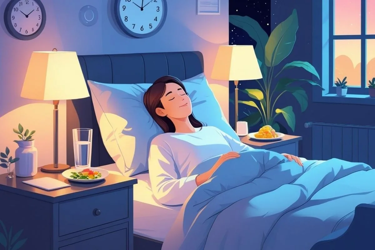 Person sleeping with the upper body slightly elevated, showing a common strategy for reducing nighttime acid reflux and heartburn