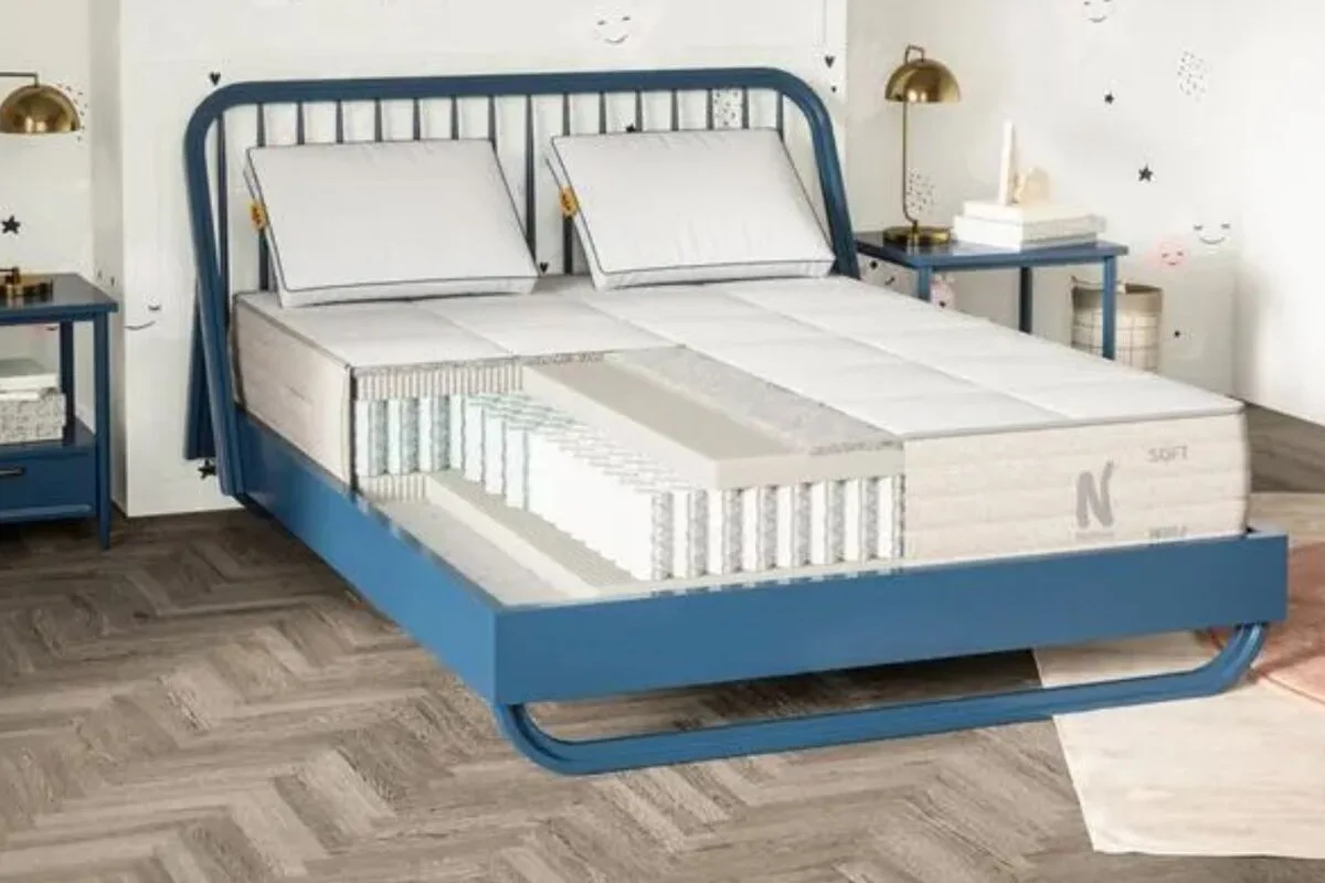 The layers of the Nolah Nurture Kids Mattress exposed.