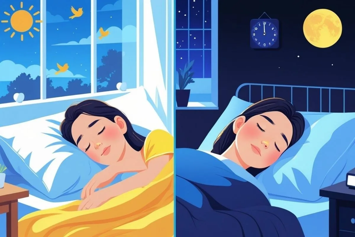 What Happens If You Stay Up All Night? Effects on Body and Mind Visual comparison of sleeping during the day versus sleeping at night and the impact on sleep quality and recovery