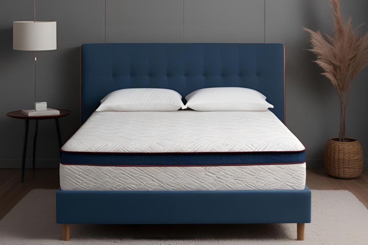 Hybrid mattress combining foam comfort layers and coil support, illustrating the balanced comfort and support hybrid mattresses are known for.