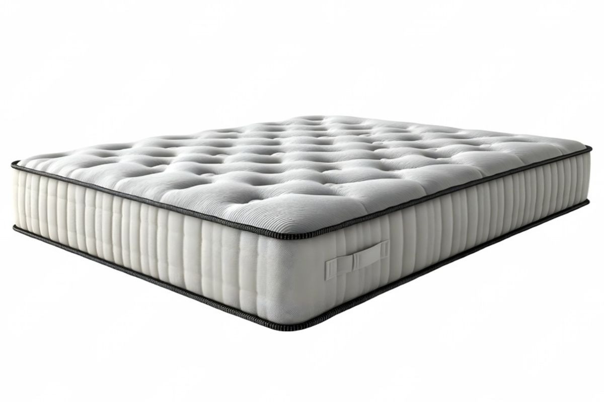 Tufted hybrid mattress with a plush pillow top, illustrating the combination of foam comfort layers and innerspring support found in hybrid mattress designs