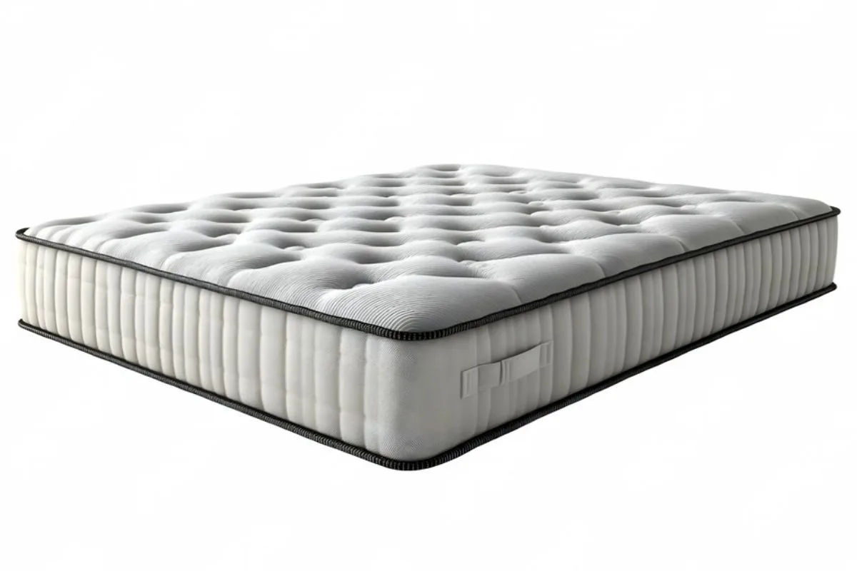 Tufted hybrid mattress with a plush pillow top, illustrating the combination of foam comfort layers and innerspring support found in hybrid mattress designs