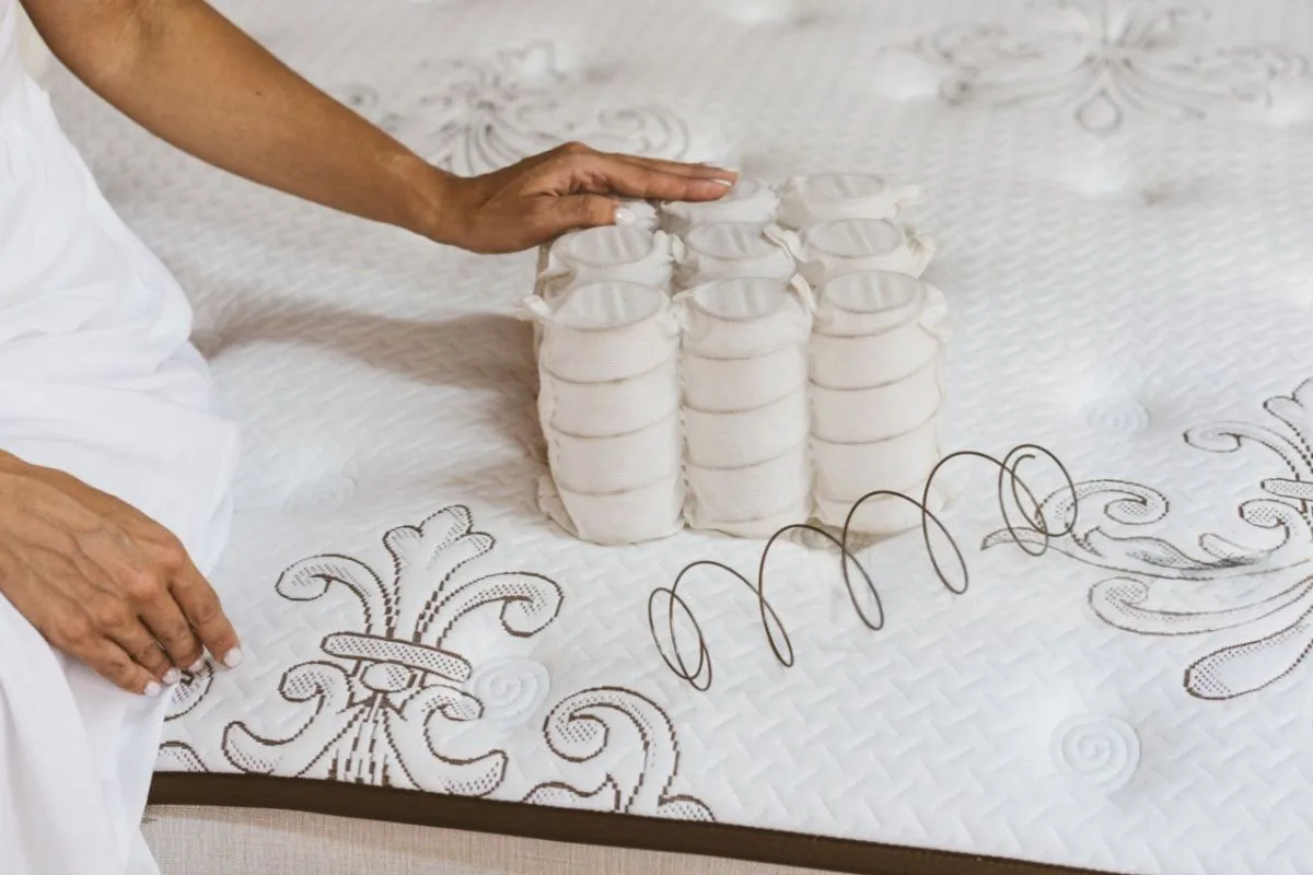 What Is an Innerspring Mattress? Close-up of innerspring mattress coils and spring units, highlighting the core support technology used in traditional innerspring mattresses.