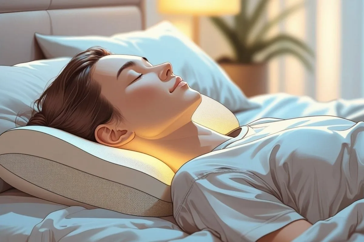 Best Position to Sleep for Back Pain: Improve Your Back Support Ergonomic cervical pillow supporting the neck and upper spine, helping back pain sufferers maintain healthy sleeping posture