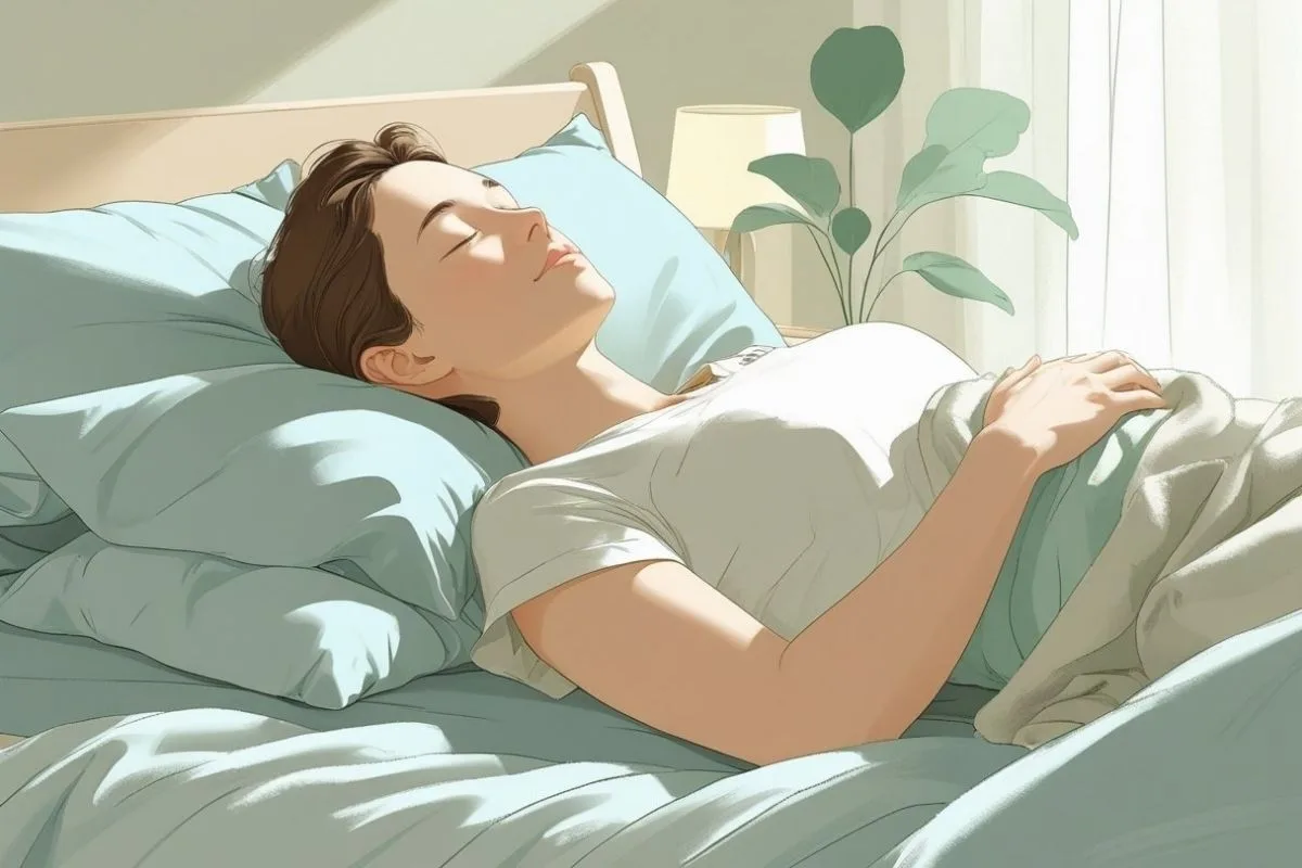 Best Position to Sleep for Back Pain: Improve Your Back Support Back sleeper resting in a neutral position, demonstrating one of the best sleep positions for reducing back pain and supporting spinal alignment