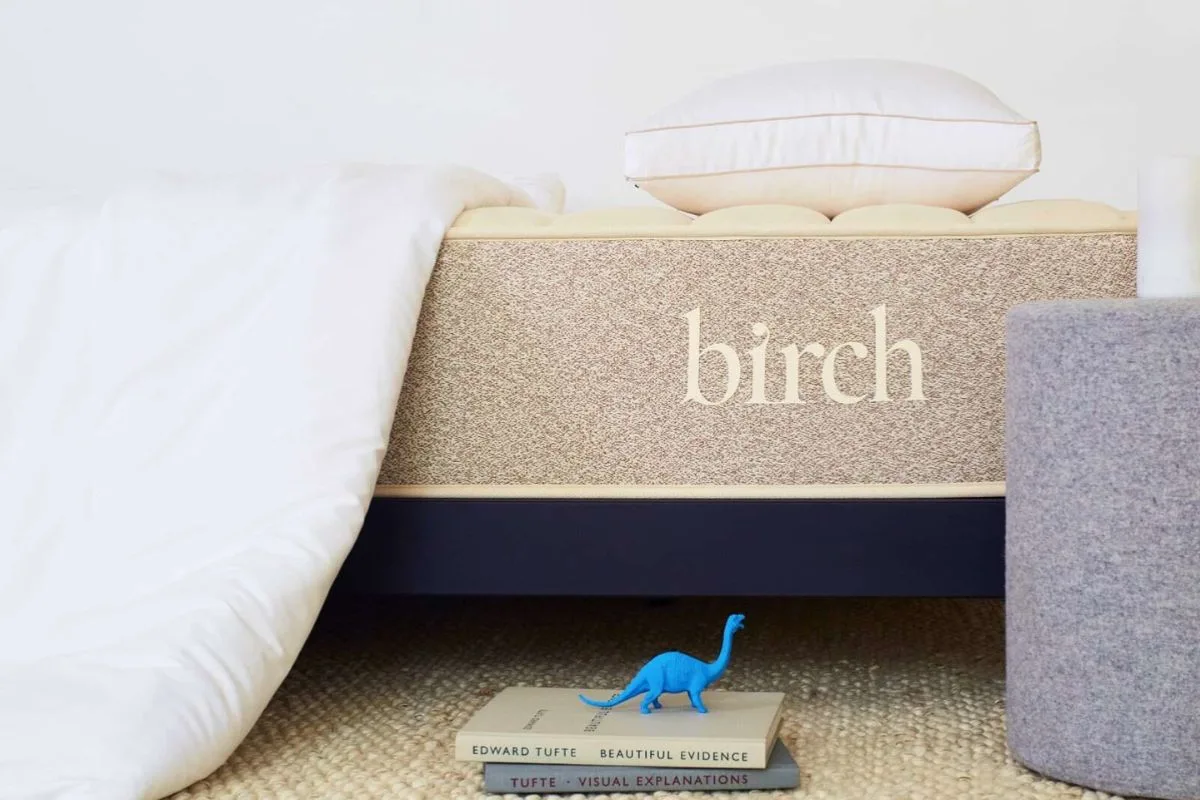 Close-up view of the Birch Natural Mattress edge and surface, highlighting materials and construction often discussed in user reviews and complaints