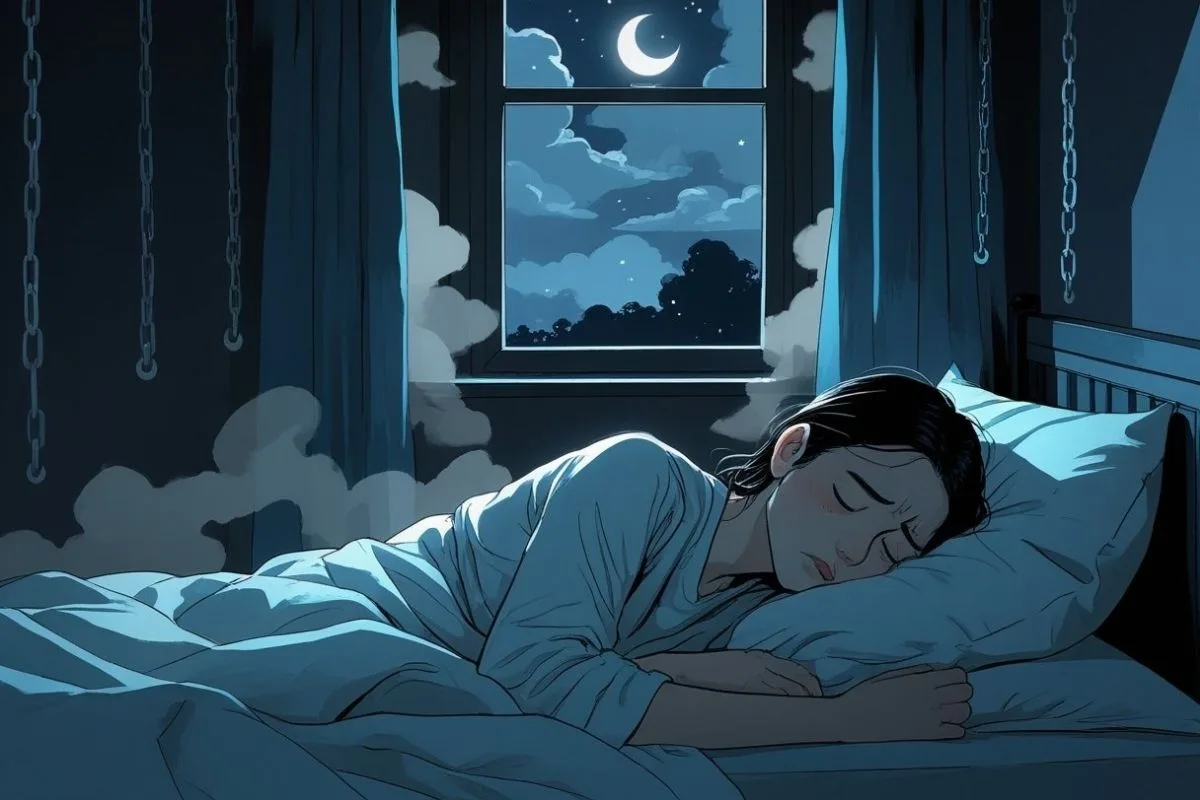 Person sleeping alone at night, illustrating how depression can contribute to excessive sleepiness, fatigue, and changes in sleep patterns