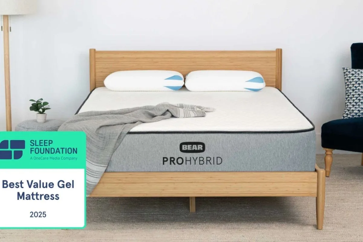 Bear Pro Hybrid mattress featured in a bedroom, highlighting the importance of a supportive mattress for healthy sleep and recovery