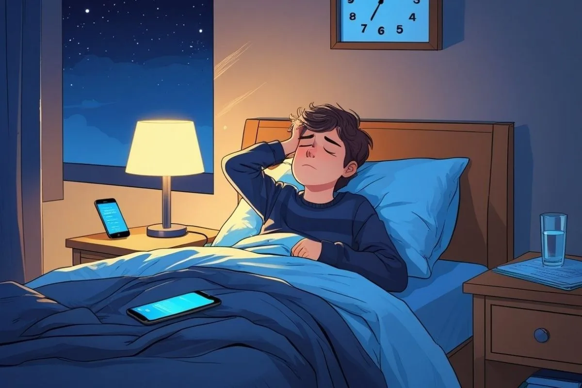Teen waking up tired despite being in bed, illustrating how poor sleep quality can lead to daytime fatigue and reduced alertness