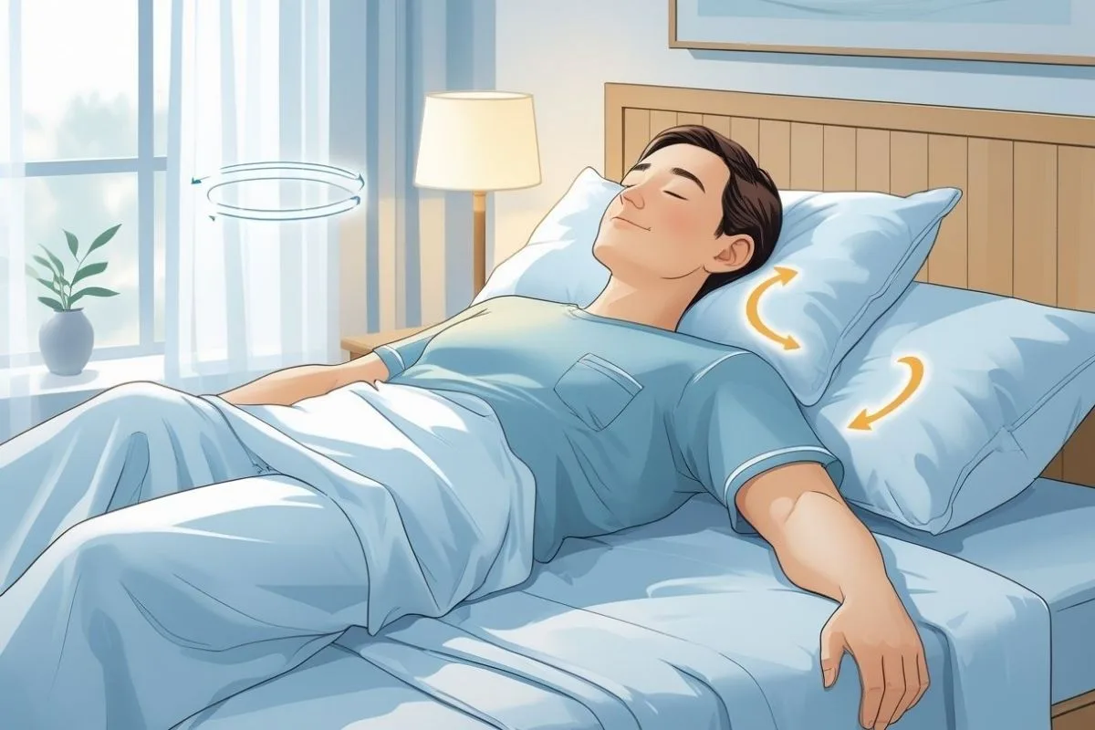 How to Sleep with a Cough: Effective Nighttime Remedies Sleeper resting with head elevated on supportive pillows, demonstrating a recommended sleeping position to reduce coughing and improve airflow
