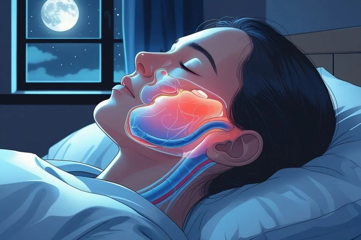 How to Sleep with a Stuffy Nose: 10 Treatment Tips for Better Rest Illustration showing nasal passages and airway congestion during sleep, explaining how a stuffy nose can affect nighttime breathing and rest quality