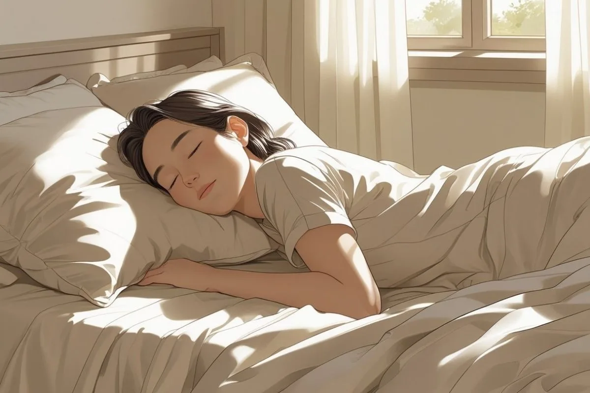 How to Sleep with Scoliosis: Best Sleep Positions and Tips Side sleeper maintaining a relaxed posture on a supportive mattress, one of the best sleeping positions for scoliosis comfort