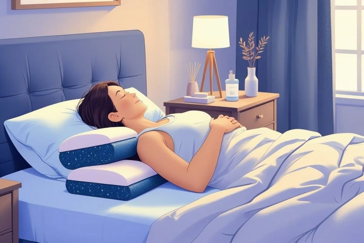 How to Sleep with Scoliosis: Best Sleep Positions and Tips Sleeper using supportive pillows to maintain spinal alignment and improve comfort when sleeping with scoliosis