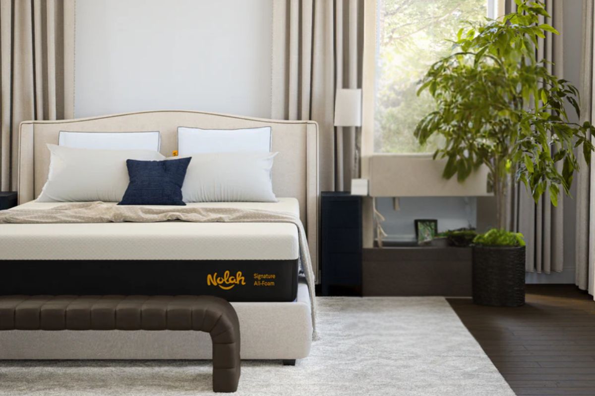 Nolah Signature 12 mattress displayed in a bedroom, representing the mattress condition customers should document before starting a return request