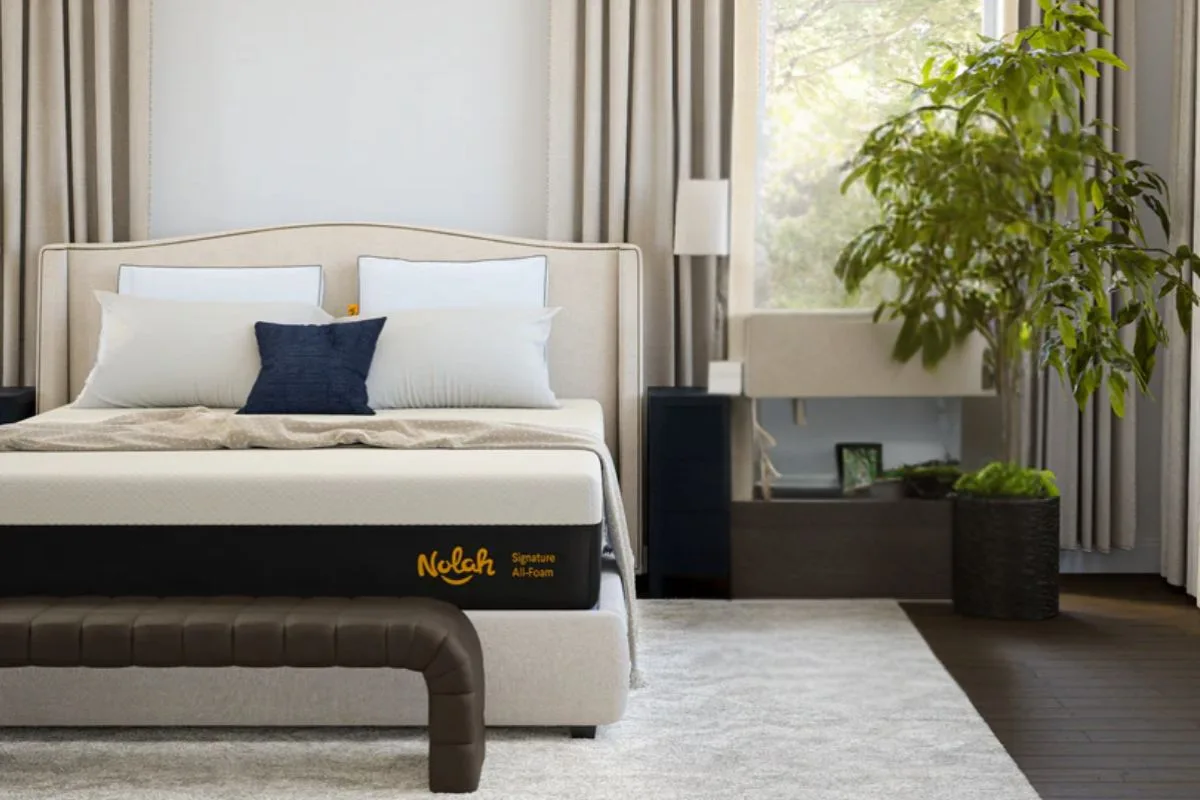 Nolah Signature 12 mattress displayed in a bedroom, representing the mattress condition customers should document before starting a return request