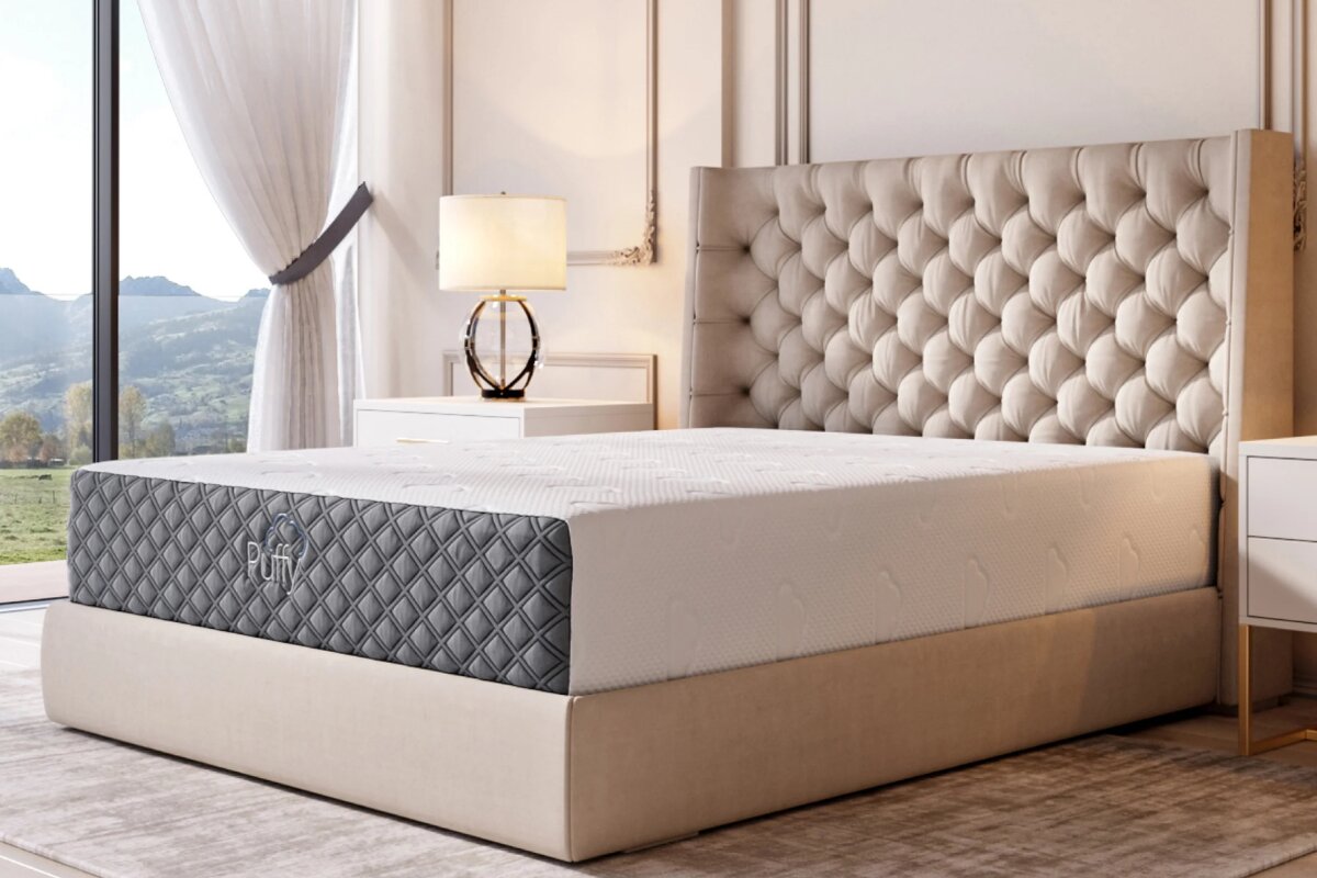 Side view of the Puffy Lux Mattress (Canada).