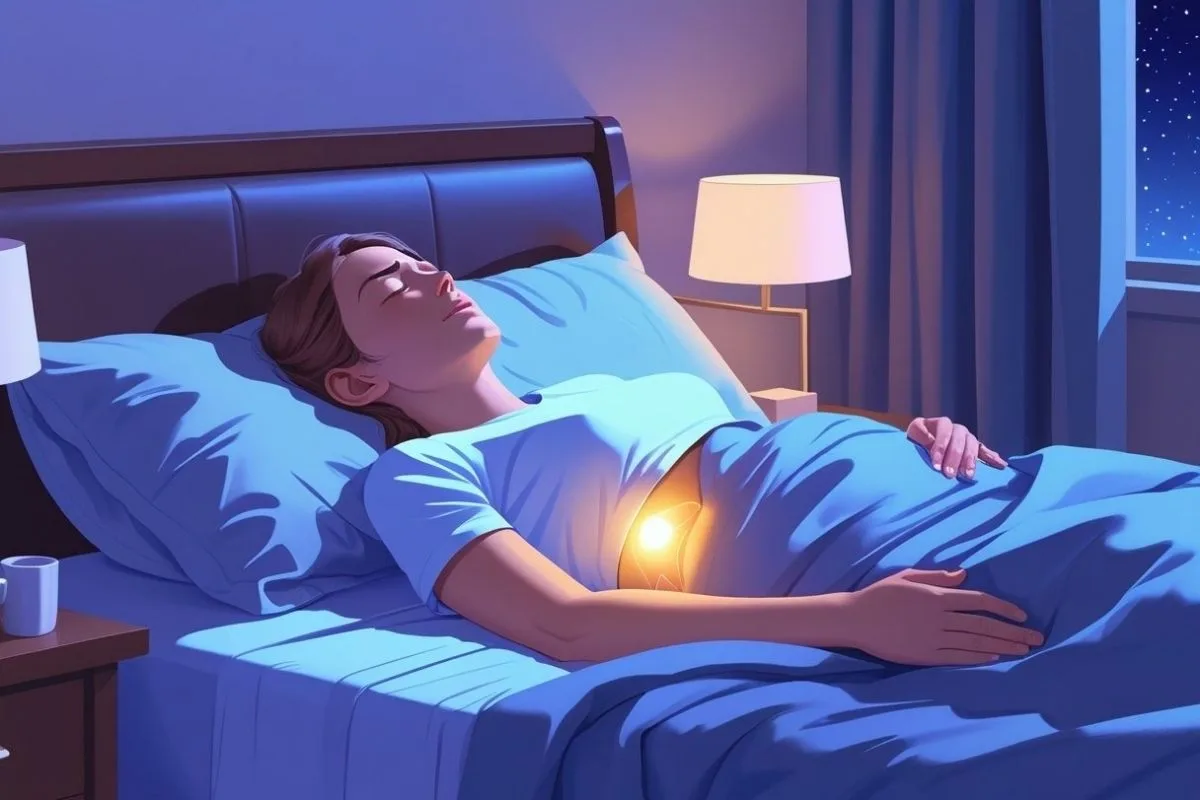 How to Relieve Hip Pain While Sleeping: Effective Tips and Positions Person lying on their back with highlighted hip area, demonstrating hip pain that can disrupt sleep quality