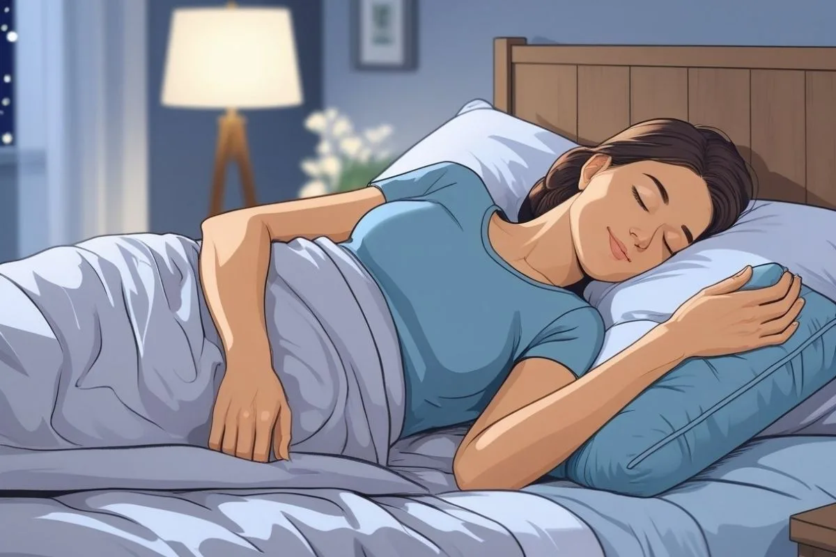 How to Relieve Hip Pain While Sleeping: Effective Tips and Positions Woman sleeping comfortably on her side with proper pillow support, showing a recommended sleeping position for hip pain relief