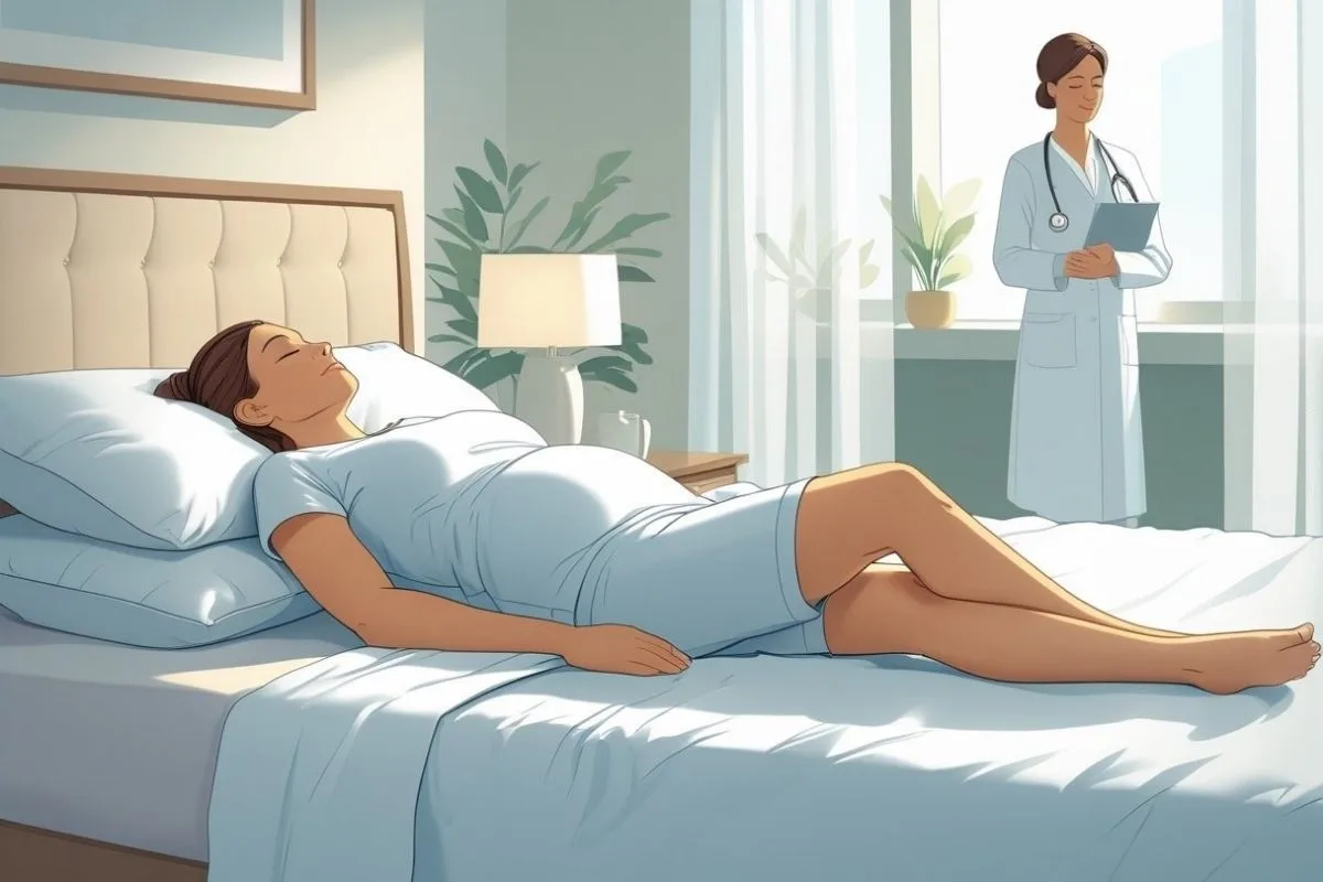 How to Relieve Hip Pain While Sleeping: Effective Tips and Positions Patient resting in bed while consulting a healthcare professional about persistent hip pain affecting sleep