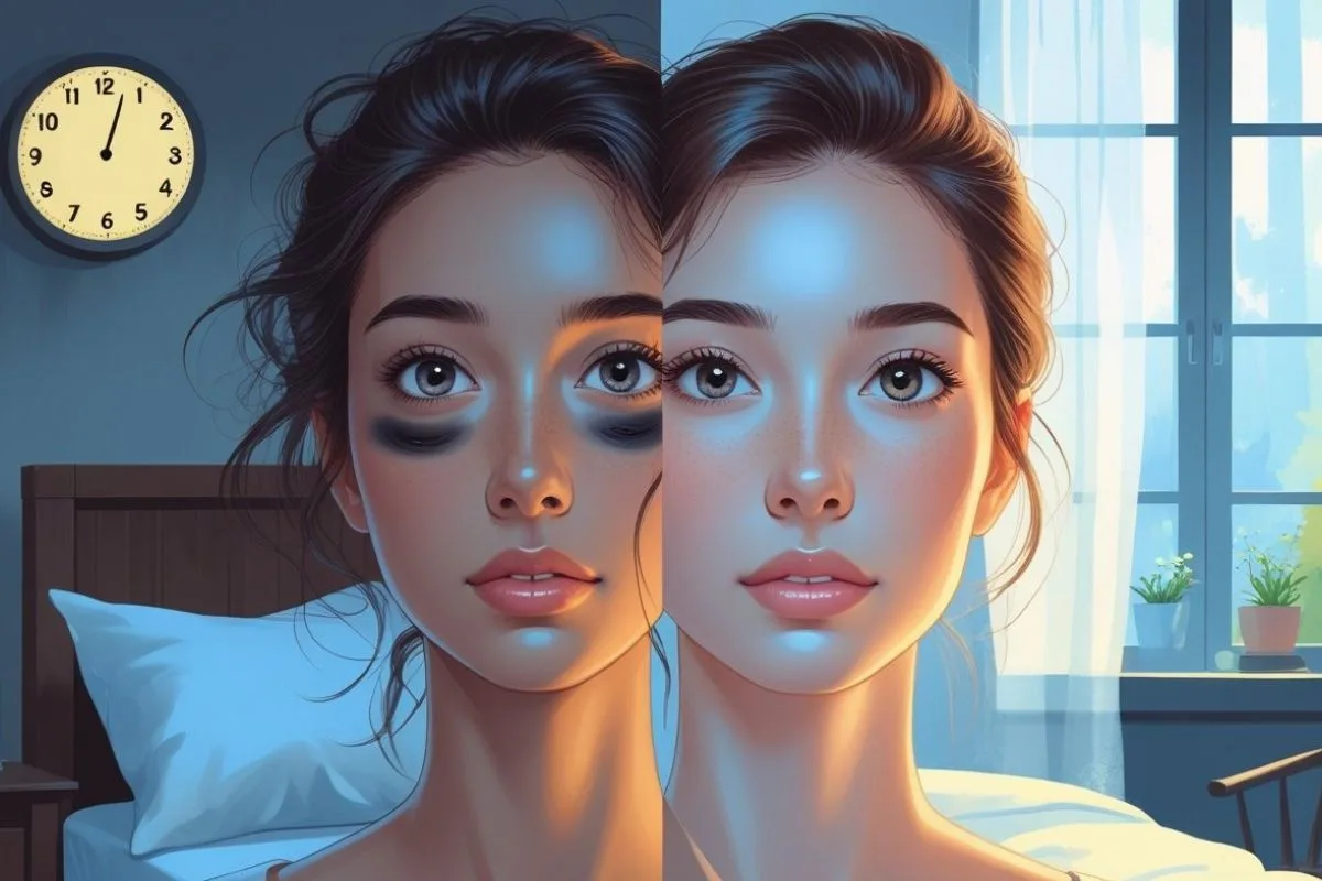 Beauty Sleep: How Rest Can Transform Your Skin and Well-Being Comparison showing the effects of poor sleep versus quality beauty sleep on skin appearance