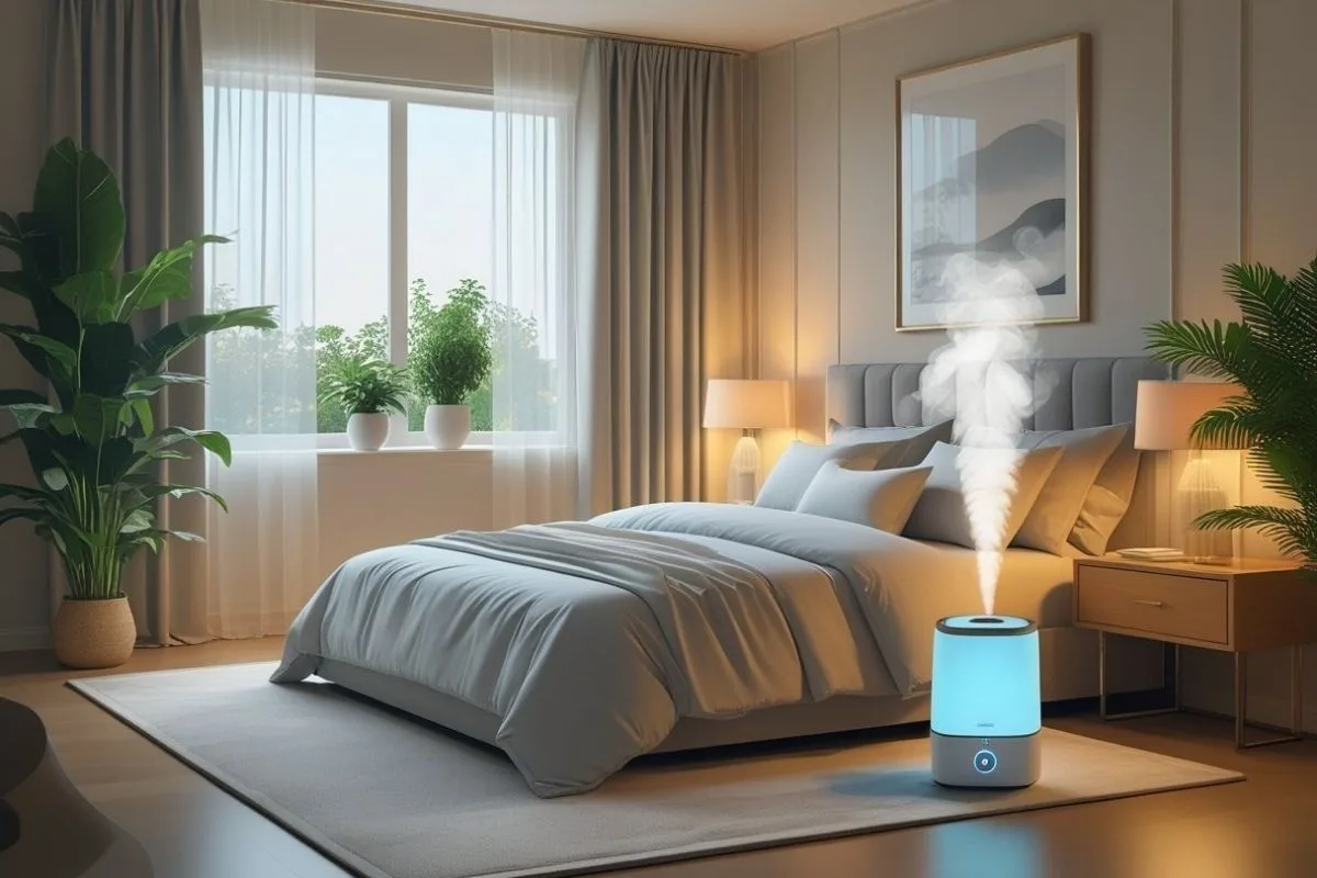 What is the Best Humidity Level for Sleeping? Using a bedroom humidifier at night to improve air moisture and promote restful sleep