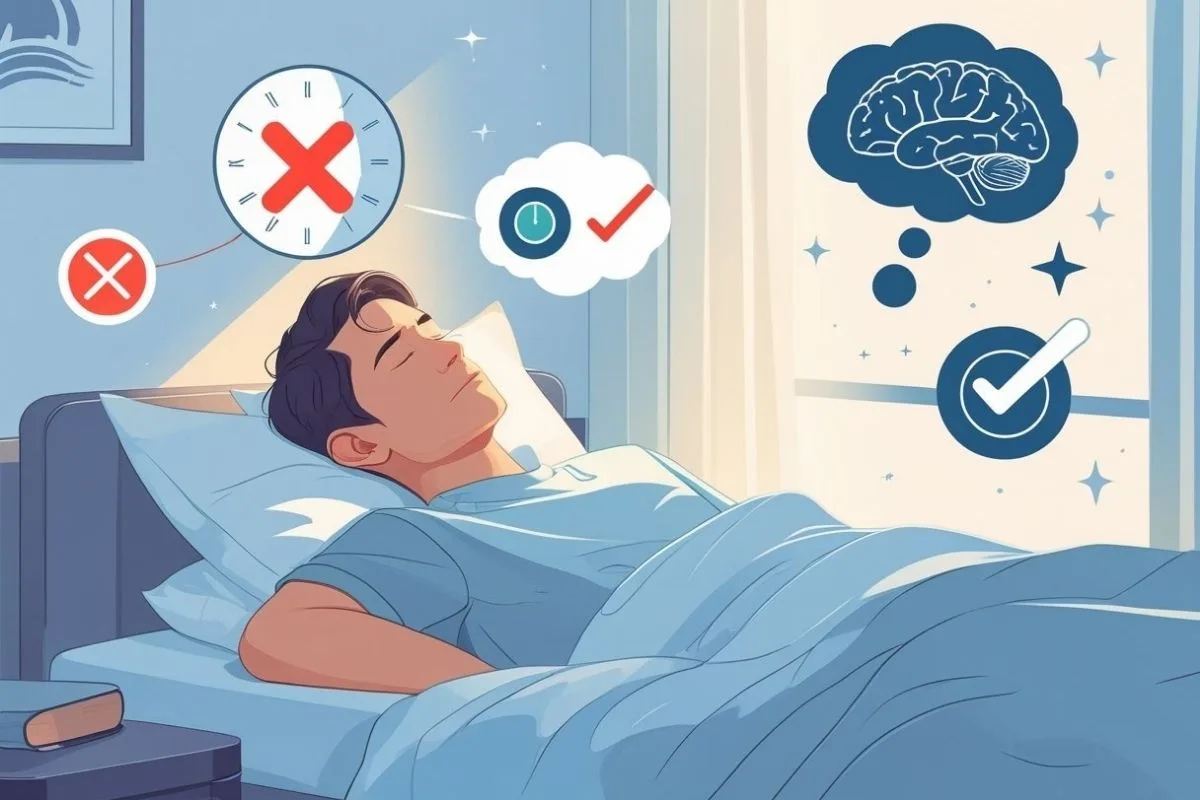Can You Sleep with a Concussion? Is It Safe? Concussion patient resting in bed with recovery indicators, illustrating when sleep may be safe after a mild head injury