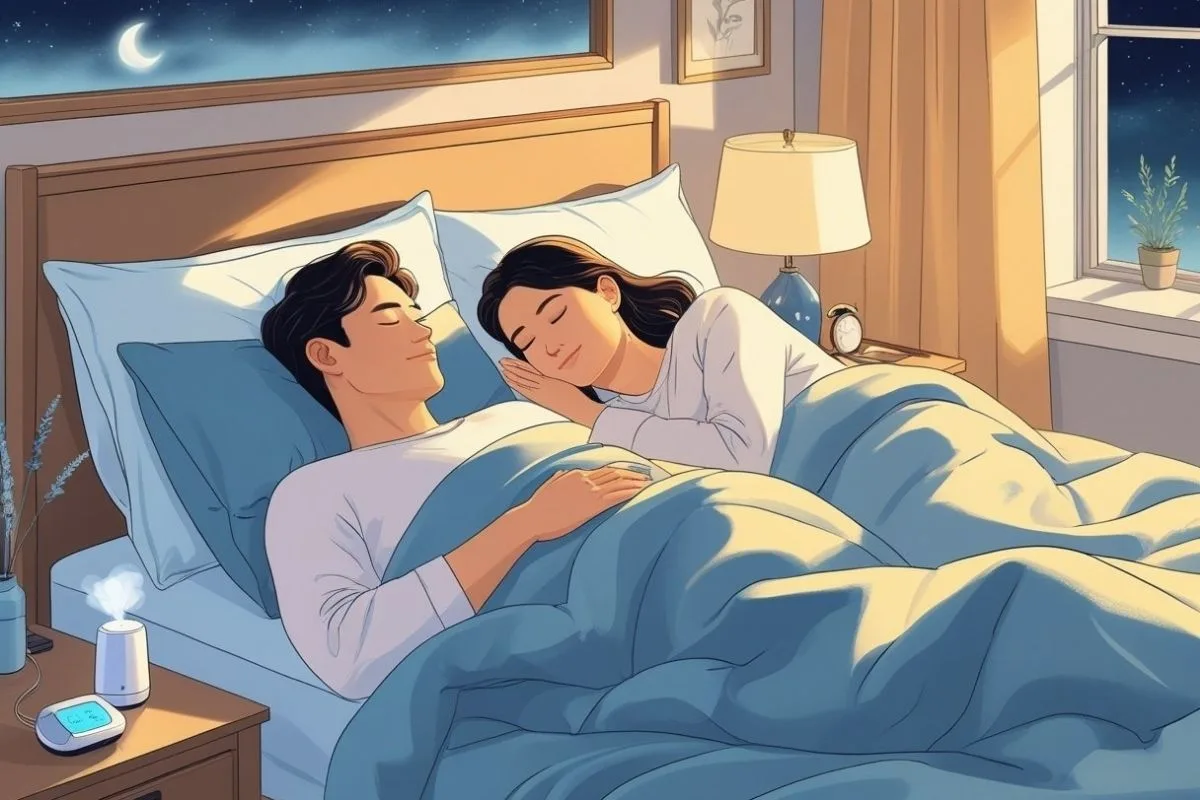 Couple Sleeping Positions: 15 Common Sleep Postures and Their Meanings Couple sleeping peacefully side by side, demonstrating a comfortable and balanced sleep posture