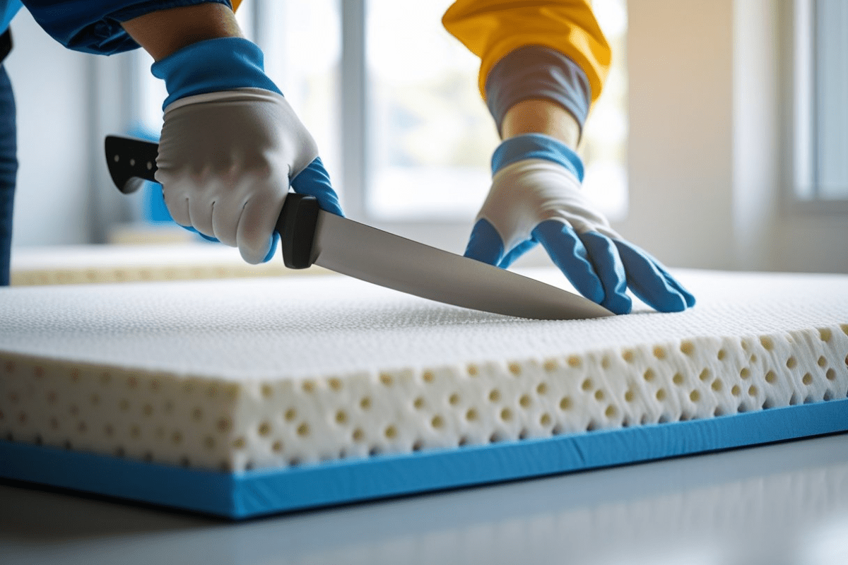 cutting a latex mattress