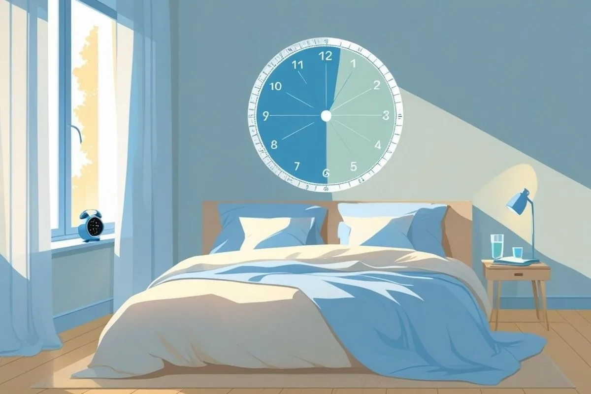 How to Fix Your Sleep Schedule: Effective Strategies for Better Rest Bedroom with a clock emphasizing regular sleep and wake times, a key strategy for restoring a healthy circadian rhythm
