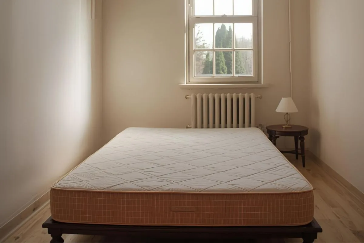 How to Get Rid of a Latex Mattress Smell? Latex mattress airing out in a well-ventilated bedroom to help reduce its natural odor