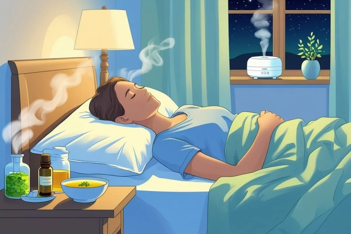 How to Sleep with Ear Infection: Simple and Effective Solutions Comfortable sleep environment with warm tea, humidifier, and calming remedies for sleeping with an ear infection